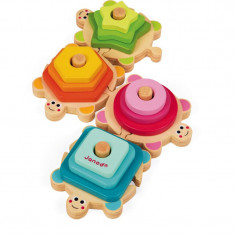 Janod Wooden Stackable Turtles jucărie interactivă cu piese care se pot insera din lemn 12 m+ 4 buc