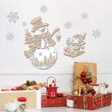 Autocolante Decorative Crăciun, Om de Zăpadă, Pinguin, Fulgi, Bej șampanie, 24x41cm, Oem