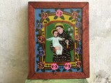 colectie / arta / religie - Icoana veche pictata pe sticla cu rama de lemn / Transilvania !