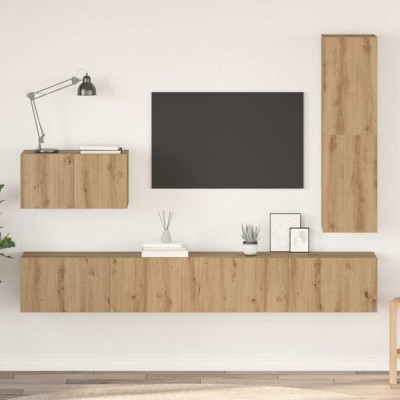 Set comodă TV 4 pcs stejar artizanal 30.5 x 30 x 110 cm foto