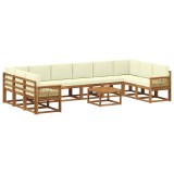 vidaXL Set de canapele de exterior cu pernă 11 pcs Natural și Crem 3385596