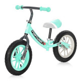 Lorelli - Bicicleta de echilibru, Fortuna Air, 2-5 Ani, 12 inch, anvelope cu camera, jante cu leduri, Grey &amp; Green