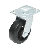 Roata pivotanta industriala 125x50 mm, cauciuc plin, placa otel, 130 kg