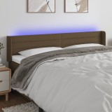 VidaXL Tăblie de pat cu LED, maro &icirc;nchis, 203x16x78/88 cm, textil