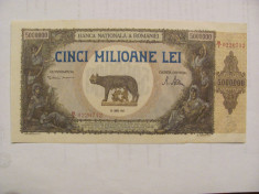 CY - 5000000 lei 25 Iunie 1947 / Cinci Milioane Lei / UNC foto