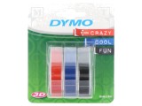 Bandă DYMO 9mm neagră, roșie, albastră