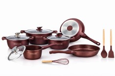 Set vase gatit Royalty Line, 14 piese, marmura, burgundi