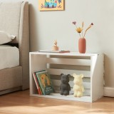 Masa laterala alba R&oslash;nde 43x64x33 cm cu raft deschis, [en.casa]