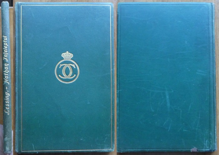 G. E. Lessing, Nathan inteleptul, 1930, legatura integral piele cu cifru regal