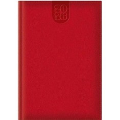 Agenda A5 datata 2026 Dakota EJ-1415, 336 pagini ivory, coperta buretata rosie, cu margini aurii