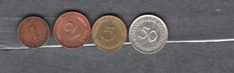 GERMANIA (BUNDESREPUBLIK) 1989/90/91 - LOT 5 MONEDE 1, 2, 5, 50 PFENNIG (5)