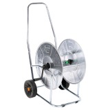VidaXL Carucior Tambur Furtun Gradina 80m, Otel Galvanizat, Roti, Argintiu/Negru, 4/2, Anti-Rasucire