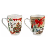 Set 2 cani Craciun portelan multicolor in cutie cadou QF &Oslash; 8 cm x 10,5 H, 300 ml