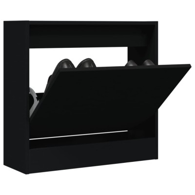 vidaXL Pantofar, negru, 60x21x57 cm, lemn compozit foto
