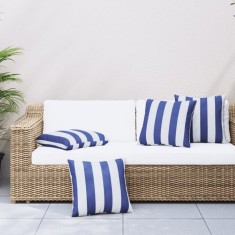 vidaXL Perne decorative, 4 buc., dungi albastru&amp;alb, 60x60 cm, textil
