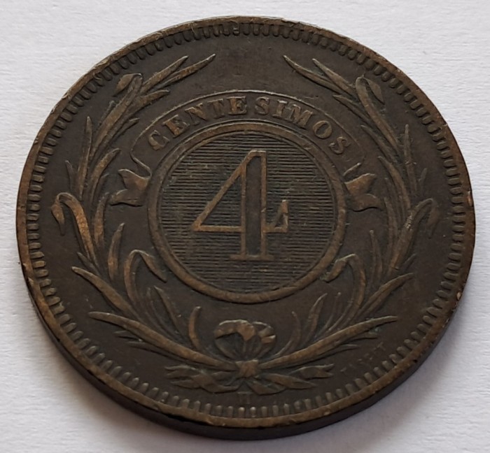 Uruguay, 4 Centesimos 1869