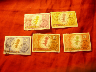 Serie mica St. Vincent 1979 - Posta , stampile postale noi , 5 val. stampilate foto