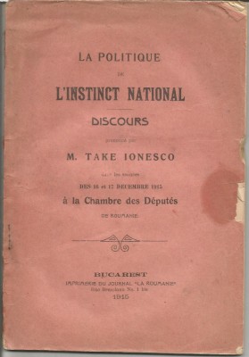 (8A)- TAKE iONESCU-Discurs 1915 foto