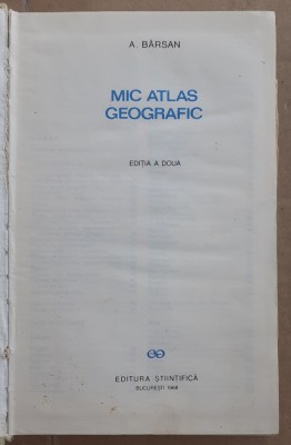 (C530) A. BARSAN - MIC ATLAS GEOGRAFIC foto