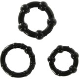 Seven Creations-Set de Trei Inele Peniene Negre-Silicon