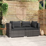 vidaXL Canapea cu 2 locuri, cu perne, gri, poliratan 317509