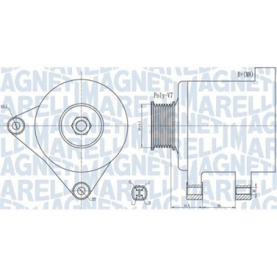 Alternator Honda Accord 8 (Cu) 04.08-, Accord 8 Estate (Cw) 07.08-, Cr-V 3 (Re) 06.06-, 2.0 i (CU1), 2.0 i (CW1), 2.0 i-VTEC 4WD (RE5, RE2), MAGNETI foto