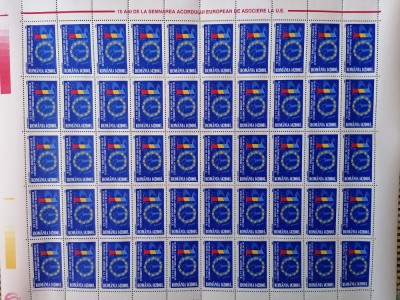 ROMANIA 2003 - 10 ANI DE LA SEMNAREA ACORDULUI U.E. LP1603 TIRAJ 135000 MNH foto
