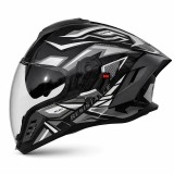 Cumpara ieftin Casca Moto/Scuter Integrala FIXATO Raptor, Protectie UV, Viziera Dubla, Design Sportiv, Negru cu Gri, XL 61-62cm