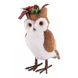 Figurina Bufnita Craciun fibre naturale multicolore 27x11.5x25 cm