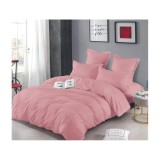 Cumpara ieftin Lenjerie de Pat Dublu, Bumbac Finet-Creponat, 6 Piese, Roz pudra- LJ1094