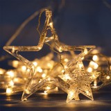 Instalație Lumini Perdea, LED, 107 Becuri, Stele Mari și Mici, Alb Cald, Cablu Transparent, 4.7m, Oem