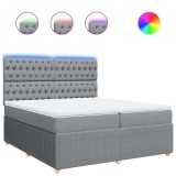 Cumpara ieftin Pat box spring cu saltea, gri deschis, 200x200 cm, textil