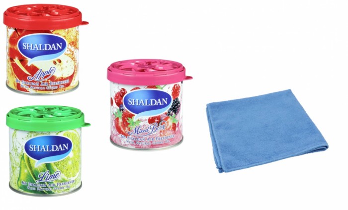 Mix 3 odorizante My Shaldan - Apple , Lime , Mixed Berry si Laveta Microfibra
