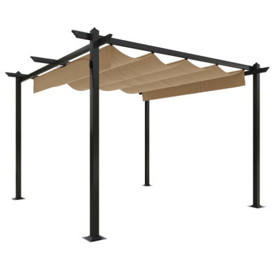 Pavilion de gradina, acoperis retractabil, gri taupe, 3x3 m GartenMobel Dekor foto