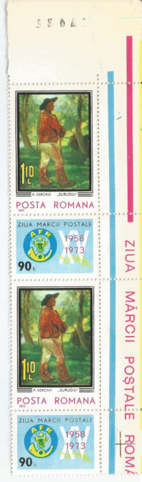 Romania, LP 834/1973, Ziua marcii postale romanesti, pereche, MNH