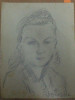 Desen George Voinescu, Tanara, 1940, Original, Creion, Semnat