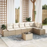 Cumpara ieftin Set de canapele pentru grădină 7 pcs bej și crem Rattan poli