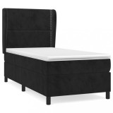 Cumpara ieftin Pat box spring cu saltea, negru, 90x190 cm, catifea