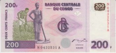 B11 - Bancnota foarte veche - Congo - 200 franci - 2000
