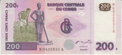 B11 - Bancnota foarte veche - Congo - 200 franci - 2000 foto