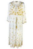 Rochie dama casual, alb crystal/crem , marimea L, Bumbac