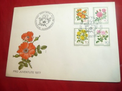 Plic FDC Trandafiri -Pro Juventute 1977 Elvetia foto