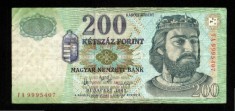 z986 UNGARIA BANCNOTA DE 200 FORINT 2007 REGELE KAROLY ROBERT ultima emisiune VF