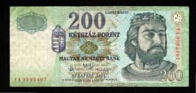 z986 UNGARIA BANCNOTA DE 200 FORINT 2007 REGELE KAROLY ROBERT ultima emisiune VF foto