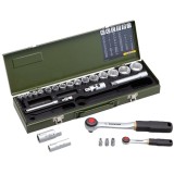 Proxxon 23020 - Set capete chei tubulare 6-32 mm patrat 1/4 si 1/2 inch 27 bucati