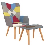 Cumpara ieftin Scaun de relaxare cu taburet, textil, petice