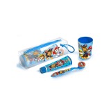 Set ingrijire dentala pentru baieti, pahar, pasta de dinti, periuta si etui, Paw Patrol, Lorenay