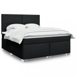VidaXL Pat box spring cu saltea, negru, 180x200 cm, catifea