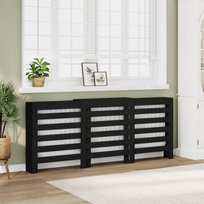 vidaXL Mască pentru calorifer, negru, 205x21,5x83,5 cm, lemn prelucrat 852718 foto