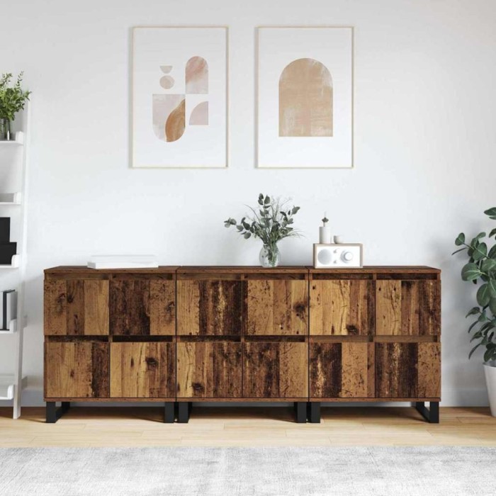 Bufeturi 3 pcs Lemn vechi 180 x 35 x 70 cm Lemn compozit